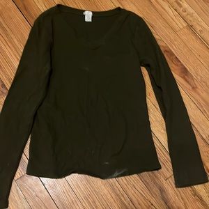 Olive green waffle knit long sleeve